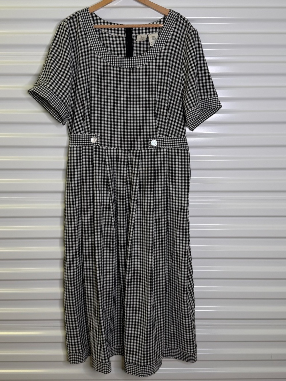 Just My Size Wmns 18W Black White 90s Gingham Maxi Tie Back SS Cottagecore Dress